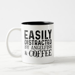 Easily Distracted By Angelfish And Coffee Two-Tone Coffee Mug