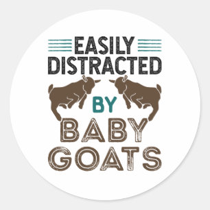 Easily Distracted by Baby Goats Classic Round Sticker