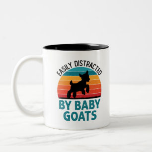 Easily Distracted by Baby Goats Goat Farmer Two-Tone Coffee Mug