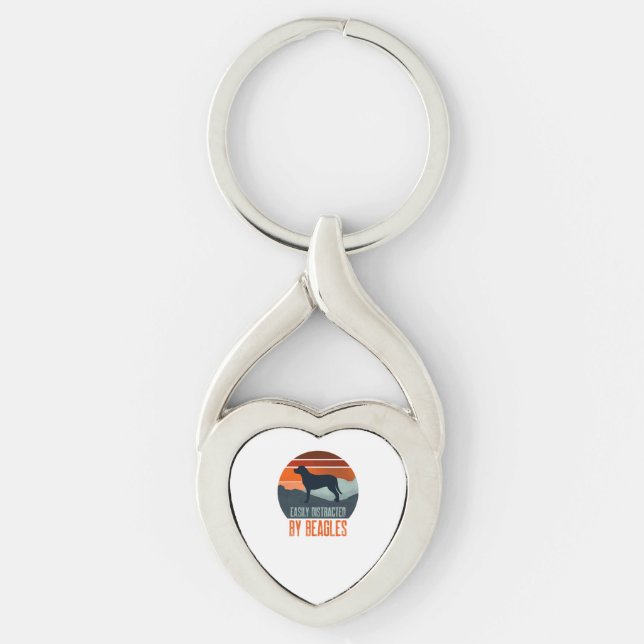 Easily Distracted By Beagles Dog Walking Keychain (Front)