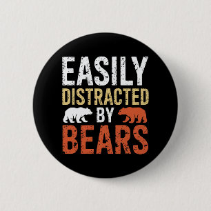 Easily Distracted By Bears Gay Bear LGBTQ Pride 2 Inch Round Button