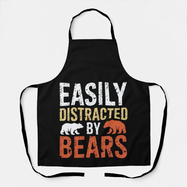Easily Distracted By Bears Gay Bear LGBTQ Pride Apron (Front)