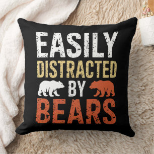 Easily Distracted By Bears Gay Bear LGBTQ Pride Throw Pillow