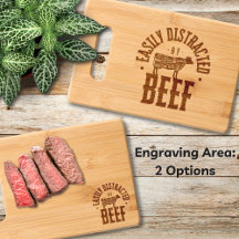 Easily Distracted By Beef Bamboo Etched