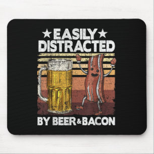 Easily Distracted By Beer & Bacon Pork Meat Gr Mouse Pad