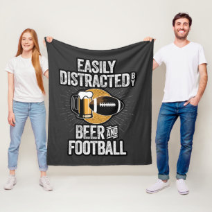 Easily Distracted by Beer and Football Fleece Blanket