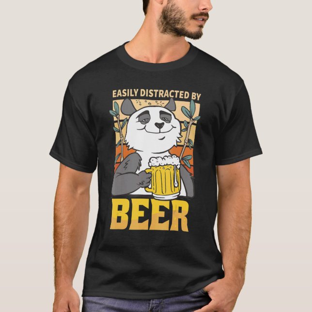 Easily Distracted by Beer Panda Men Married Bachel T-Shirt (Front)
