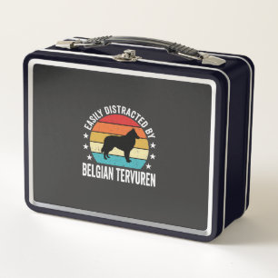 Easily Distracted By Belgian Tervuren Dog Metal Lunch Box