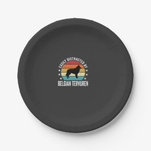 Easily Distracted By Belgian Tervuren Dog Paper Plate