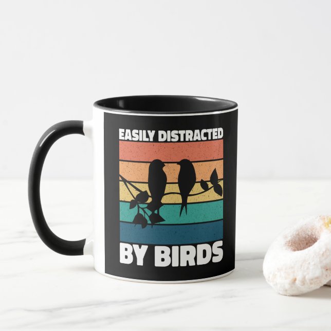 Easily Distracted By Birds Cute Bird Owner Funny Mug (With Donut)