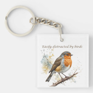 Easily Distracted by Birds Fun Quote Keychain