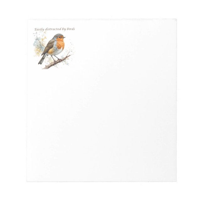Easily Distracted by Birds Fun Quote Notepad (Front)