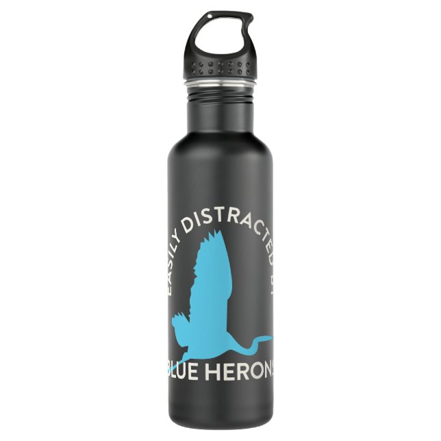 Easily Distracted By Blue Herons Funny Bird Watchi 710 Ml Water Bottle (Front)
