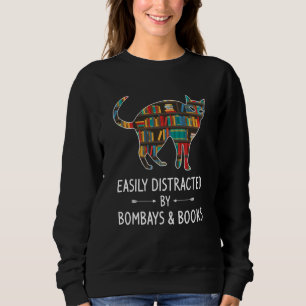 Easily Distracted By Bombays & Books Feline Cat Sweatshirt