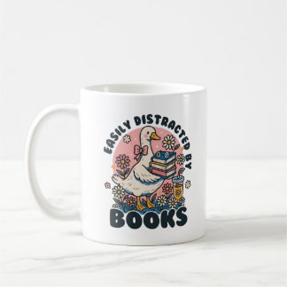 Easily Distracted By Book Vintage Goose with Books Coffee Mug