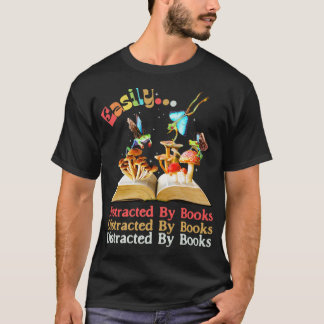 Easily Distracted by Books Mushroom Frog Fairy Dar T-Shirt