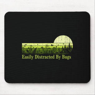 Easily distracted by bugs vintage shirt camping mouse pad