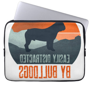 Easily Distracted By Bulldogs Dog Walking Laptop Sleeve