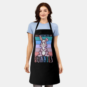 Easily Distracted by Bunnies Cute Bunny Lover Apron