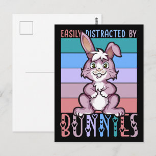 Easily Distracted by Bunnies Cute Bunny Lover Postcard