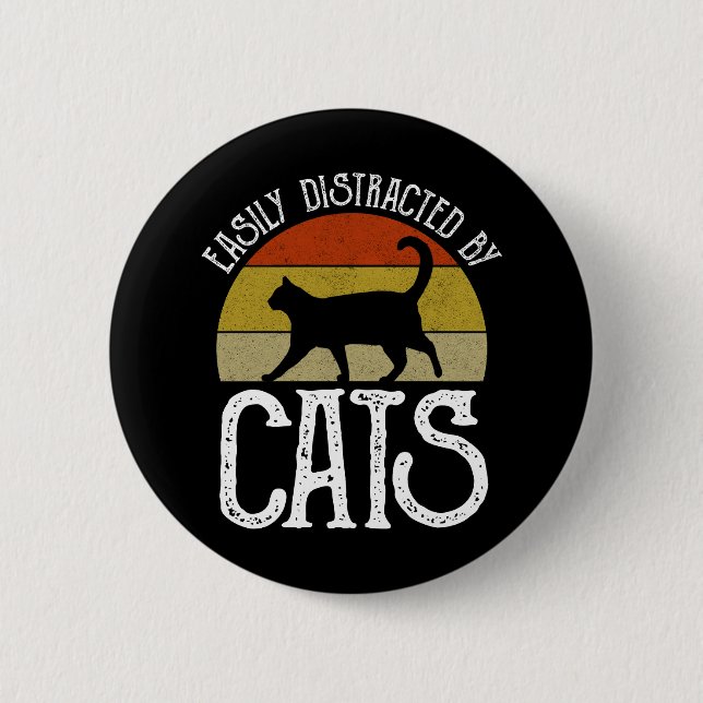 Easily Distracted By Cats 2 Inch Round Button (Front)