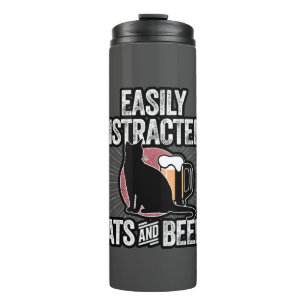Easily Distracted by Cats and Beer Thermal Tumbler
