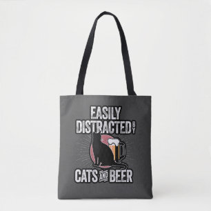 Easily Distracted by Cats and Beer Tote Bag