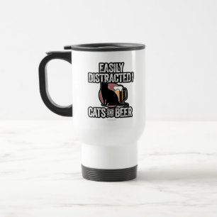 Easily Distracted by Cats and Beer Travel Mug