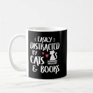 Easily Distracted by Cats and Books - Cat & Book L Coffee Mug