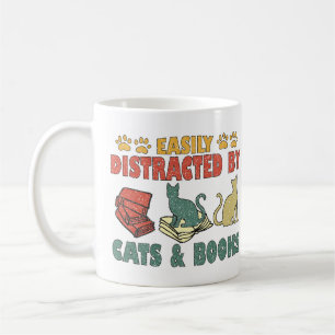 Easily Distracted By Cats And Books Coffee Mug