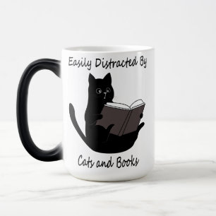 Easily Distracted By Cats And Books, Cute Cat Gift Magic Mug
