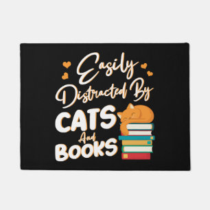Easily Distracted by Cats and Books    Doormat