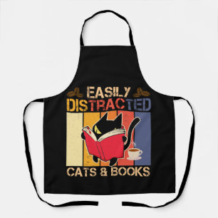 Easily Distracted by Cats And Books for Cat Lovers Apron