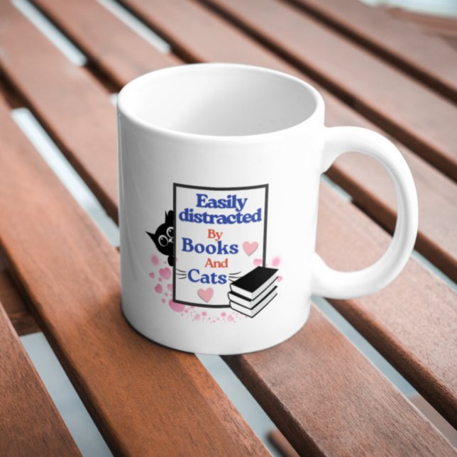 Easily distracted by cats and books Mug (Creator Uploaded)
