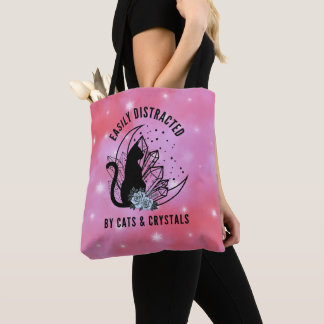Easily Distracted By Cats and Crystals Magical Tote Bag