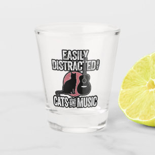 Easily Distracted by Cats and Music Shot Glass