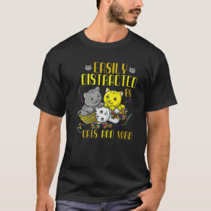 Easily Distracted By Cats And Yarn Cat Owner Croch T-Shirt