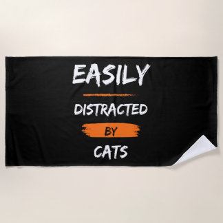 easily distracted by cats beach towel