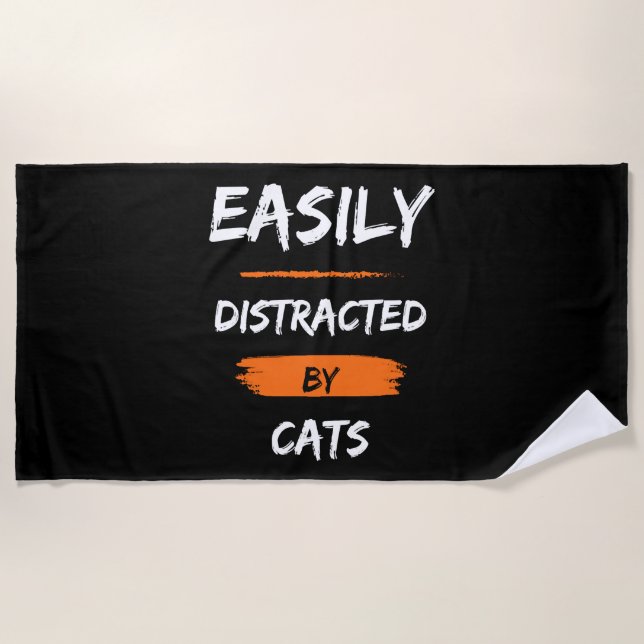 easily distracted by cats beach towel (Front)