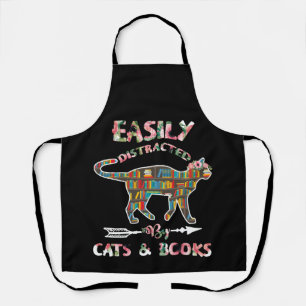 Easily Distracted By Cats Books Apron