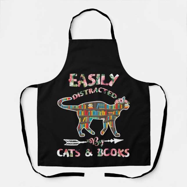 Easily Distracted By Cats Books Apron (Front)
