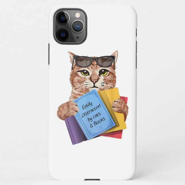 Easily Distracted By Cats _ Books Cat Book Cute iPhone Case (Back)