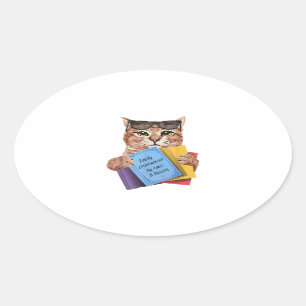 Easily Distracted By Cats _ Books Cat Book Cute Oval Sticker