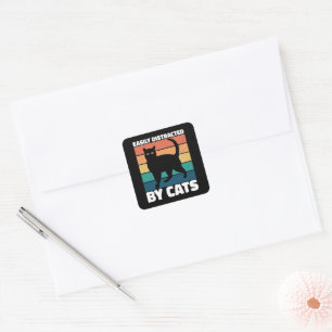 Easily Distracted By Cats Cute Kitten Cat Owner  Square Sticker