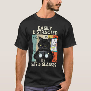 Easily Distracted By Cats & Glasses Optometry T-Shirt