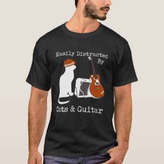 Easily Distracted By Cats Guitar  T-Shirt