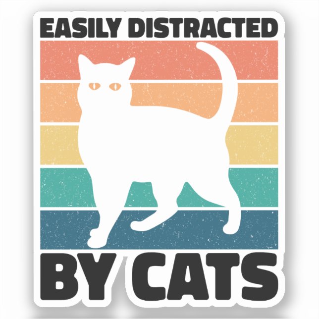 Easily Distracted By Cats kitty kawaii Funny Cat (Front)