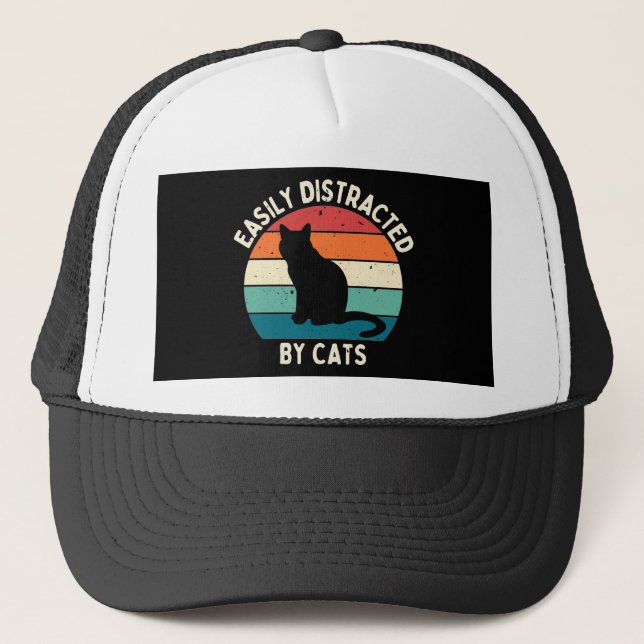 Easily Distracted By Cats Trucker Hat (Front)