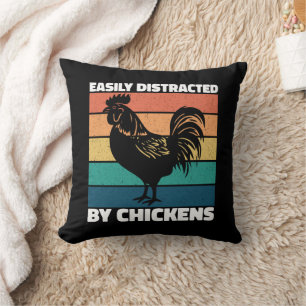 Easily Distracted By Chickens Farming Lovers Funny Throw Pillow