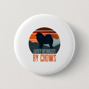 Easily Distracted By Chows Dog Walking 2 Inch Round Button